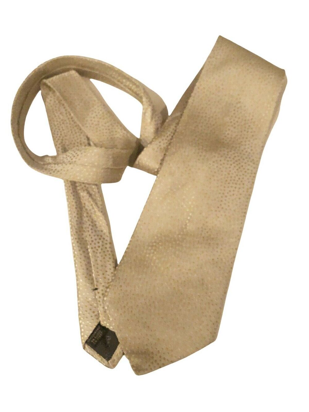 Banana Republic 100% Silk Hand Made Italy Neck Tie Tan Silver Dots Mens luxury